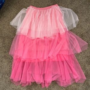 Pink high waisted ombré tulle skirt